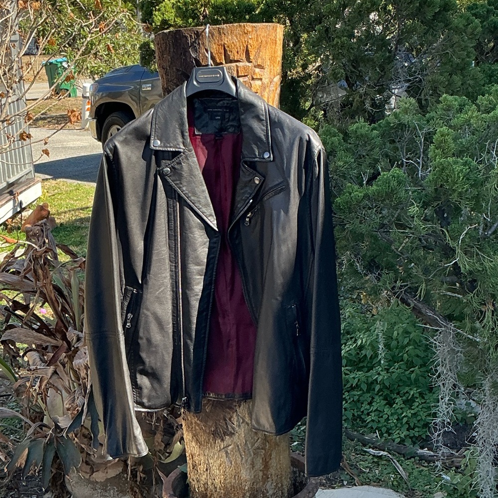 John Varvatos Black Leather Jacket